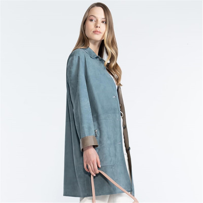 Simonetta Kadın Çift Taraflı Süet Deri Pardösü