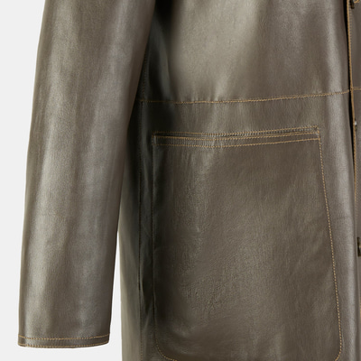 Simonetta Yeşil Kadın Çift Taraflı Deri Pardösü