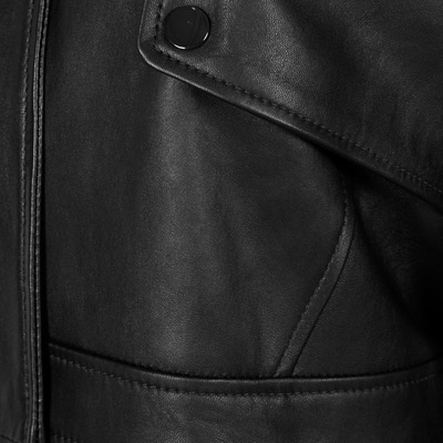 Siola Siyah Kadın Deri Mont