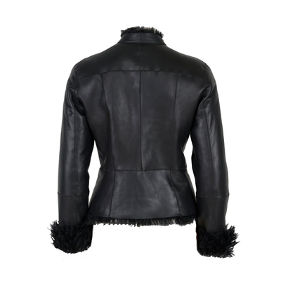 Sirus Siyah Kadın Çift Taraflı Kürk Ceket