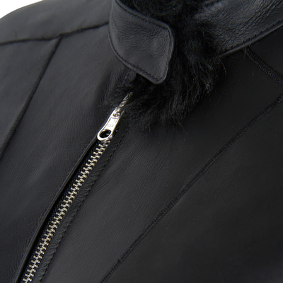 Sirus Siyah Kadın Çift Taraflı Kürk Ceket