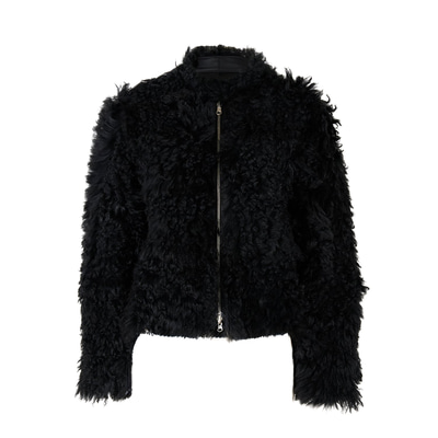 Sirus Siyah Kadın Çift Taraflı Kürk Ceket