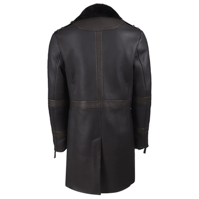 Siyah Albertino Erkek Kürk Kaban