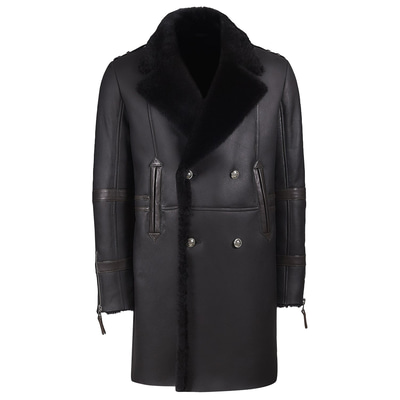 Siyah Albertino Erkek Kürk Kaban