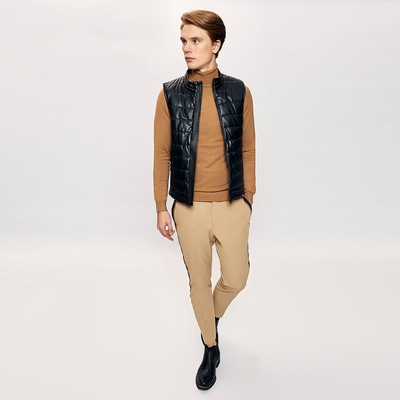 Siyah Arrigo Erkek Deri Şişme Yelek