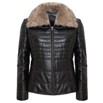 Siyah Benedetta Kadın Deri Mont