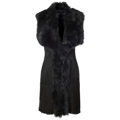 Siyah Bibiana Kadın Kürk Yelek