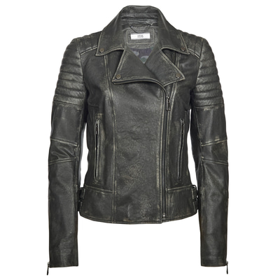 Siyah Bonita Kadın Deri Biker Mont