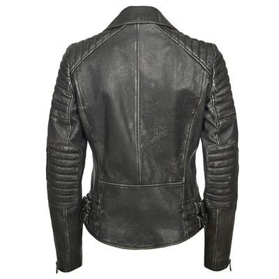 Siyah Bonita Kadın Deri Biker Mont