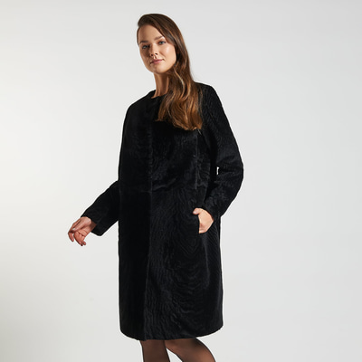 Siyah Celile Kadın Kürk Kaban