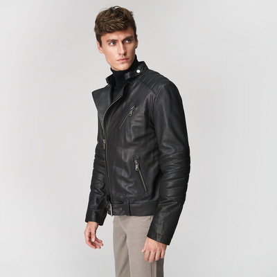 Siyah Colombano Erkek Deri Mont