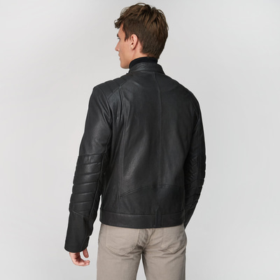 Siyah Colombano Erkek Deri Mont