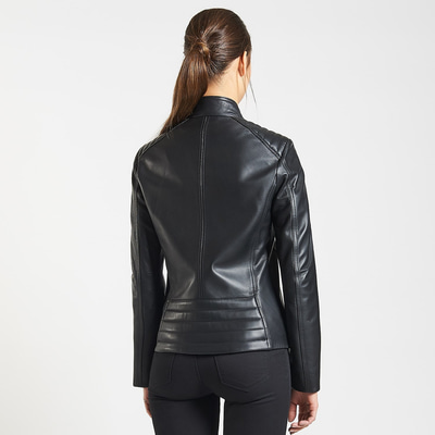Siyah Connor Kadın Deri Ceket