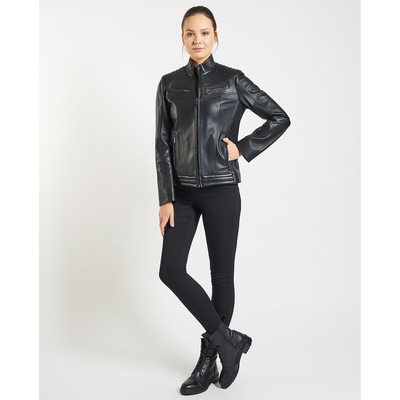 Siyah Connor Kadın Deri Ceket