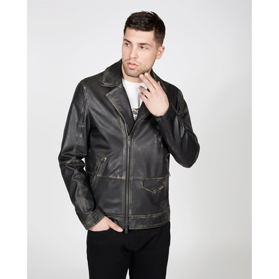 Siyah Damien Erkek Biker Deri Ceket