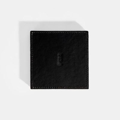 Siyah Deri Dörtlü Bardak Altlığı