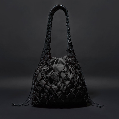 Siyah El Emeği Örgü Deri Çanta
