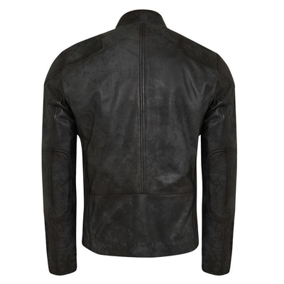 Siyah Erkek Eskitme Deri Ceket