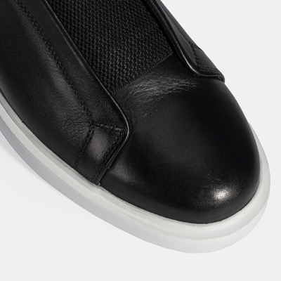 Siyah Erkek Lastik Detaylı Deri Günlük Ayakkabı
