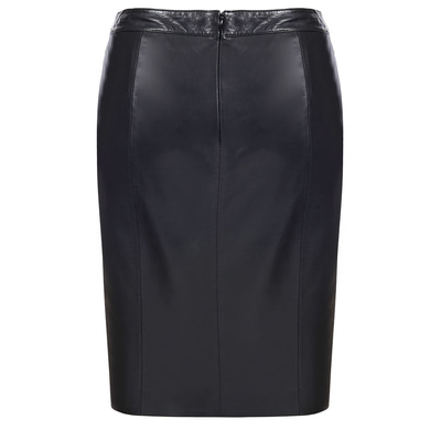 Siyah Fausto Kadın Deri Kalem Etek