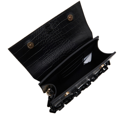 Siyah Fisole Zincir Detaylı Kadın Omuz Çantası