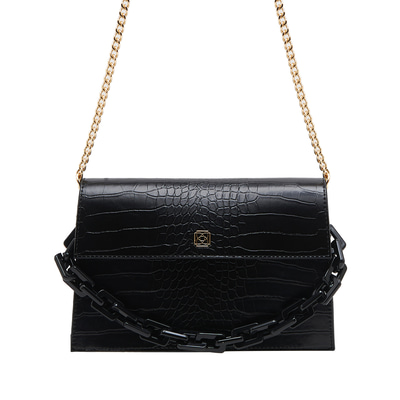 Siyah Fisole Zincir Detaylı Kadın Omuz Çantası