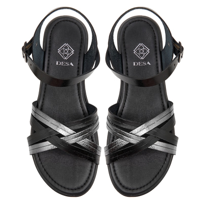 Siyah Gaia Kadın Deri Sandalet