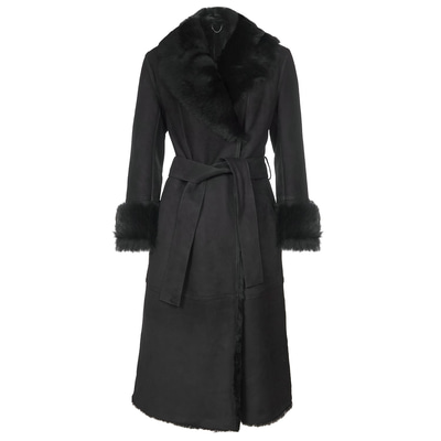 Siyah Ileanna Kadın Kürk Kaban