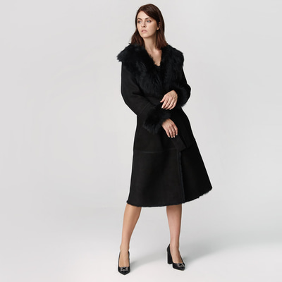 Siyah Ileanna Kadın Kürk Kaban