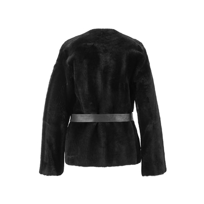 Siyah Kadın Çift Taraflı Kürk Ceket
