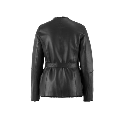 Siyah Kadın Çift Taraflı Kürk Ceket