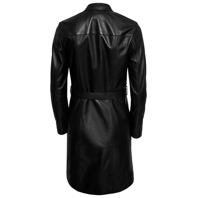 Siyah Kadın Deri Trençkot