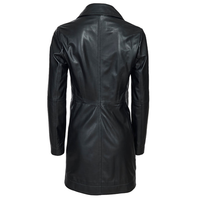 Siyah Kadın Deri Trençkot