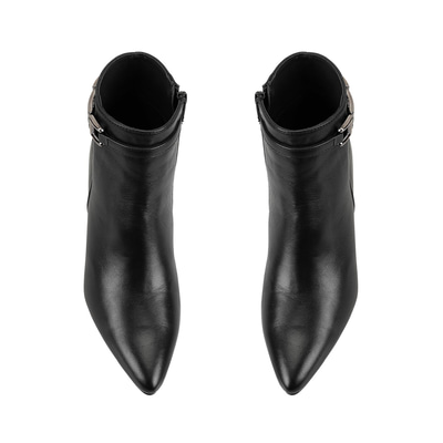 Siyah Kadın DesaComfort Toka Aksesuarlı Topuklu Deri Bot