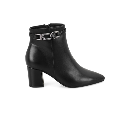Siyah Kadın DesaComfort Toka Aksesuarlı Topuklu Deri Bot
