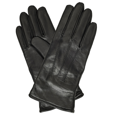 Siyah Kadın Dikiş Detaylı Deri Eldiven