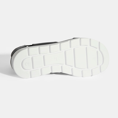 Siyah Kadın Lastik Bantlı Deri Sandalet