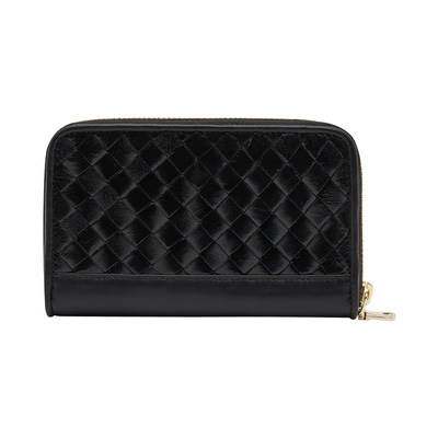 Siyah Kadın Örgü Deri Cüzdan