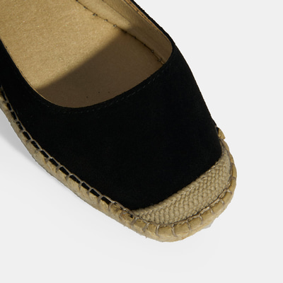 Siyah Kadın Toka Detaylı Süet Mary Jane Espadril