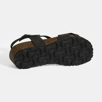 Siyah Kadın Toka Detaylı Süet Sandalet