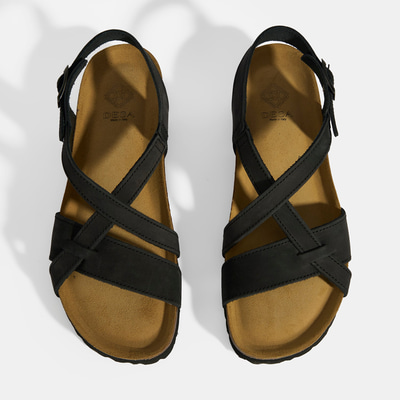 Siyah Kadın Toka Detaylı Süet Sandalet