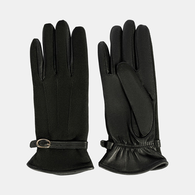 Siyah Kadın Tokalı Süet Eldiven