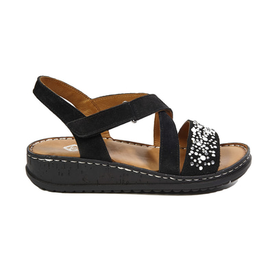 Siyah Laurel Kadın Deri Sandalet