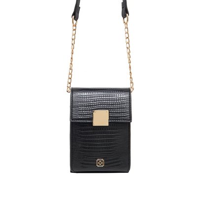 Siyah Lewis Zincir Detaylı Kadın Omuz Çantası