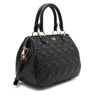 Siyah Lisa Kadın Kapitone Deri El Çantası