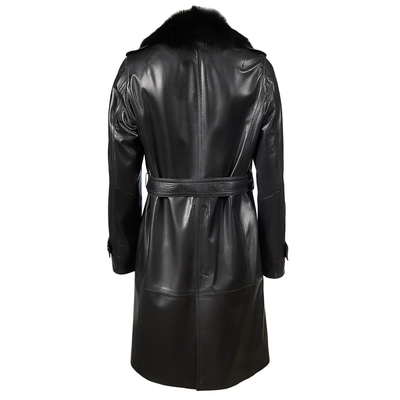 Siyah Marjorie Kadın Deri Trençkot