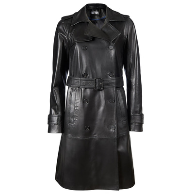 Siyah Marjorie Kadın Deri Trençkot