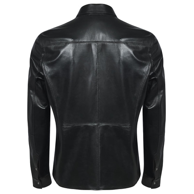 Siyah Mateja Erkek Deri Gömlek