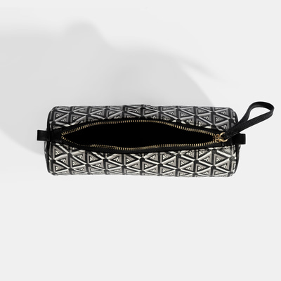 Siyah Monogram Desenli Kalemlik/Tıraş/Makyaj Çantası