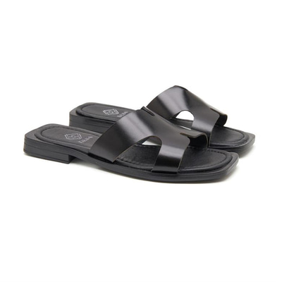 Siyah Nell Kadın Deri Terlik